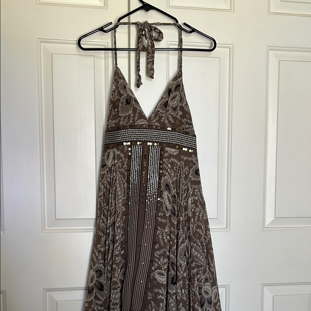 BCBGMaxAzria Green Floral Maxi Dress